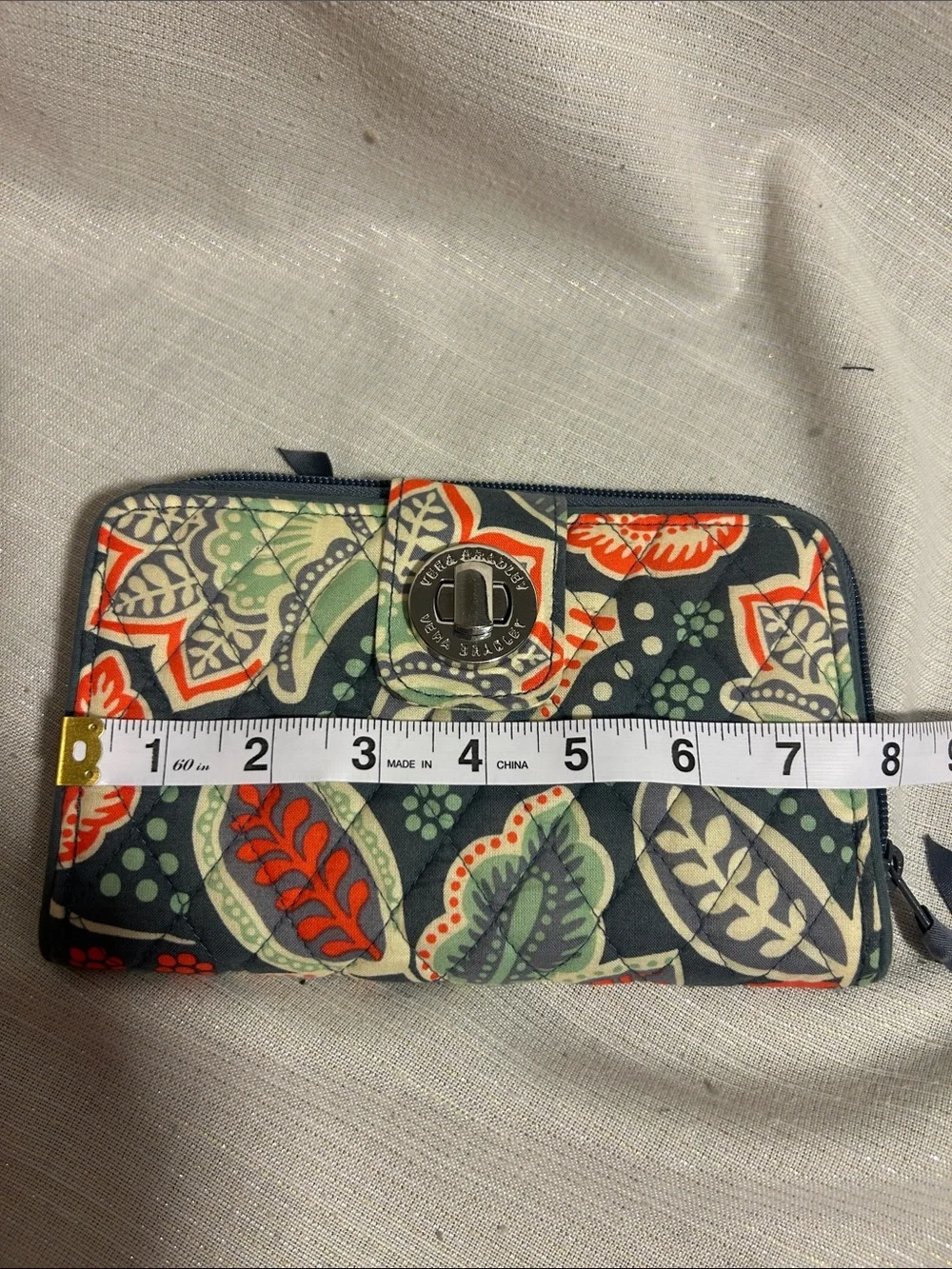 Vera Bradley Turn Lock Wallet Blue Green Orange Floral – Excellent Conditio